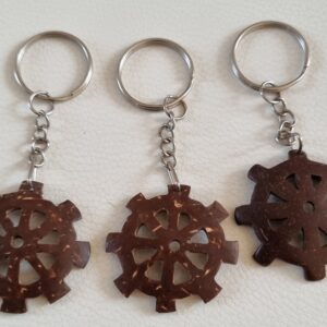 Wheel of Dhamma Keyring - Coconut shell