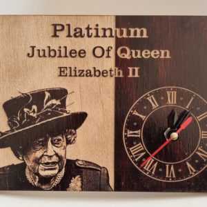 Wooden Platinum Jubilee Clock - Maroon