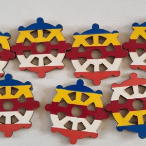 Wooden Wheel of Dhamma Badge x 1