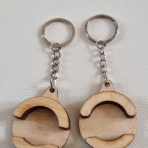 Wooden 3d Keyring x 2