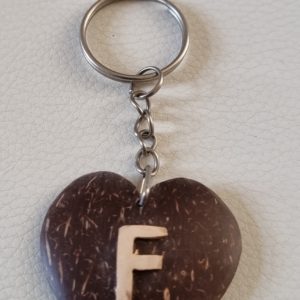 F Letter Keyring - Coconut shell